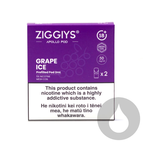 Ziggiys Apollo Prefilled Replacement Pods - 2 Pack - Grape Ice - Vapourium, Buy Vape NZ, Ecig, Vape Pens, Ejuice/Eliquid, Christchurch, Dunedin, Timaru