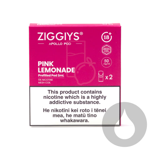 Ziggiys Apollo Prefilled Replacement Pods - 2 Pack - Pink Lemonade - Vapourium, Buy Vape NZ, Ecig, Vape Pens, Ejuice/Eliquid, Christchurch, Dunedin, Timaru