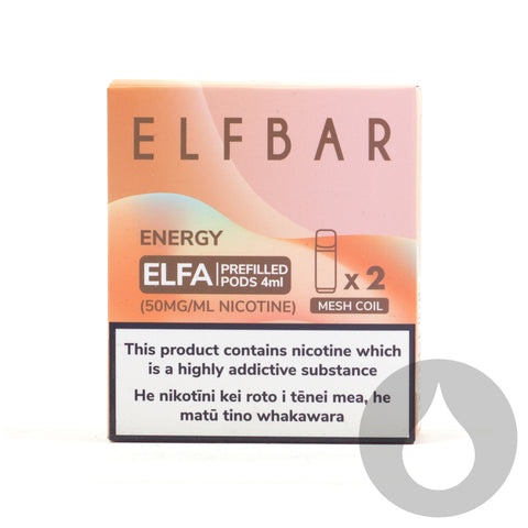 Elfbar ELFA Prefilled Replacement Pods - 2 Pack - Energy - Vapourium, Buy Vape NZ, Ecig, Vape Pens, Ejuice/Eliquid, Christchurch, Dunedin, Timaru